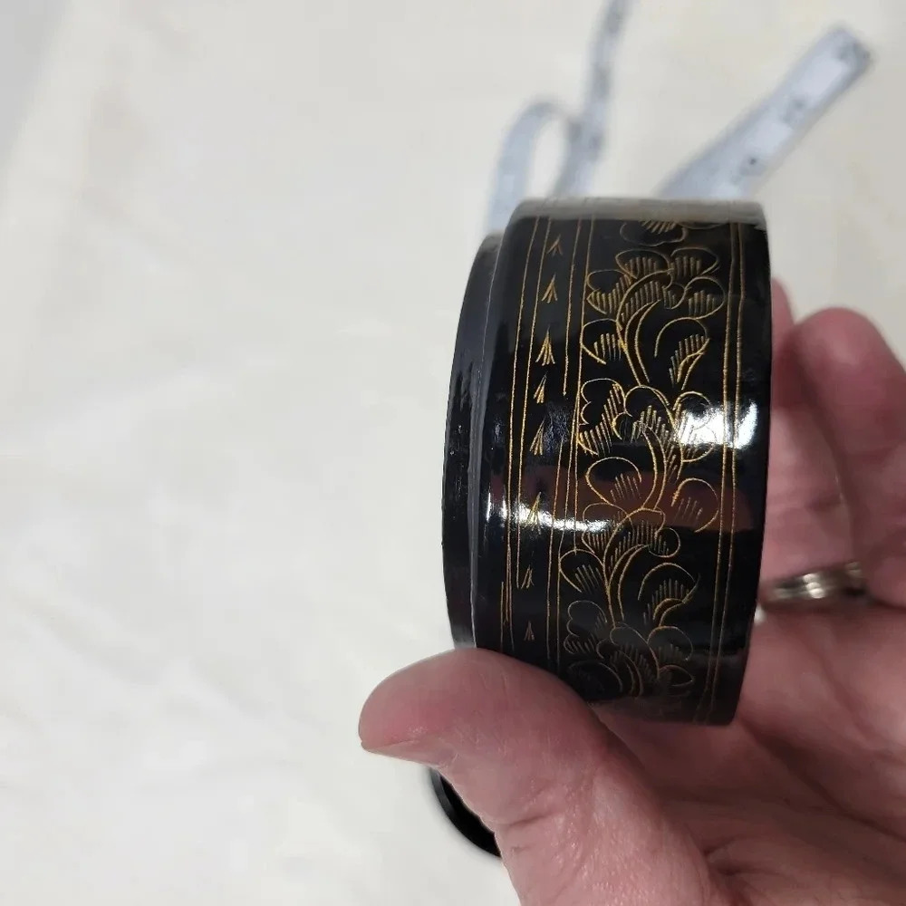 SOLD                  Hand-Painted Ornate Jewelry Wood Paper Mache Trinket Box - - Picture 15 of 16